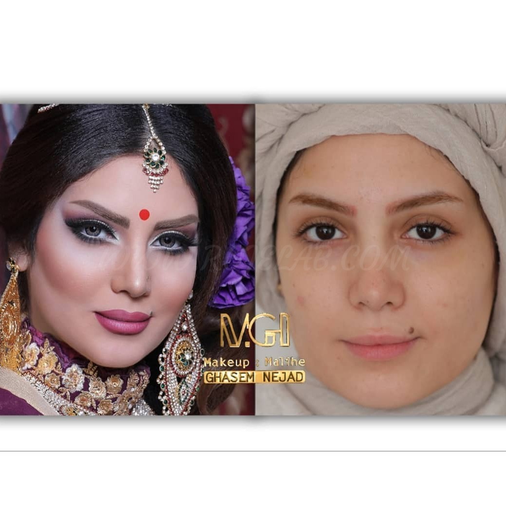 عکس قبل و بعد از  میکاپ هندی
